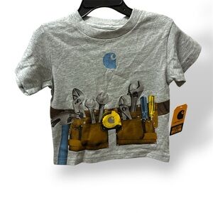 Carhartt Boys Short Sleeve Screen Tee T Shirt, Tool Belt Heather Gray, 18 Months